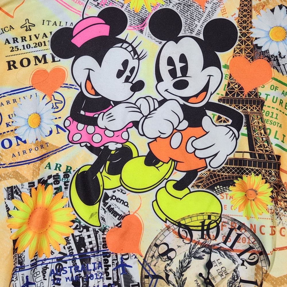 VTG 90's Mickey Unlimited Disney Sweatshirt Womens M Black Paris Minnie Travel - Picture 6 of 12